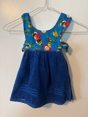 Handmade Terrycloth Charlie Brown Peanuts Blue Children’s Hand Sewn Apron